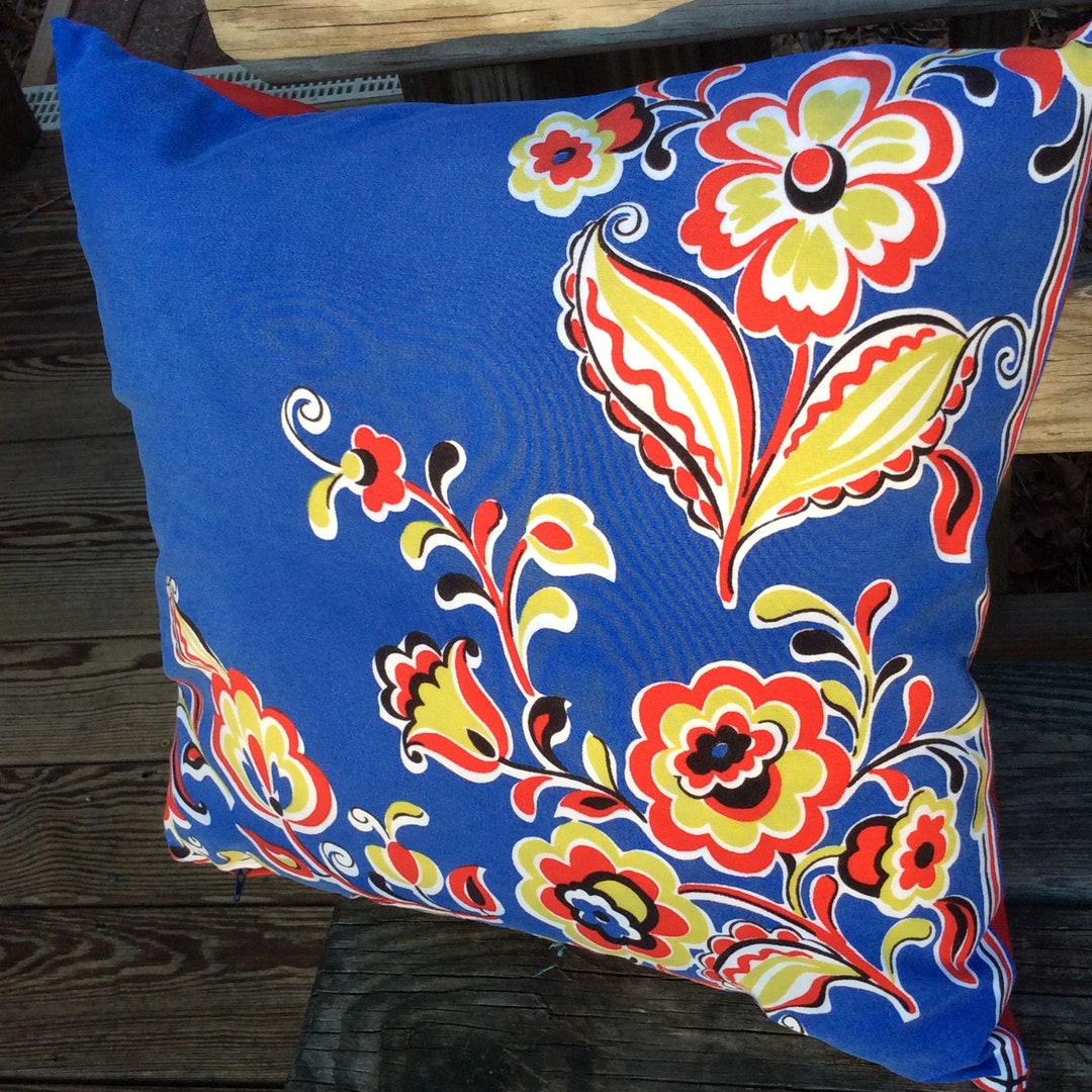 Vintage Pillow Cover With Mid Century Modern Floral Print With Etsy