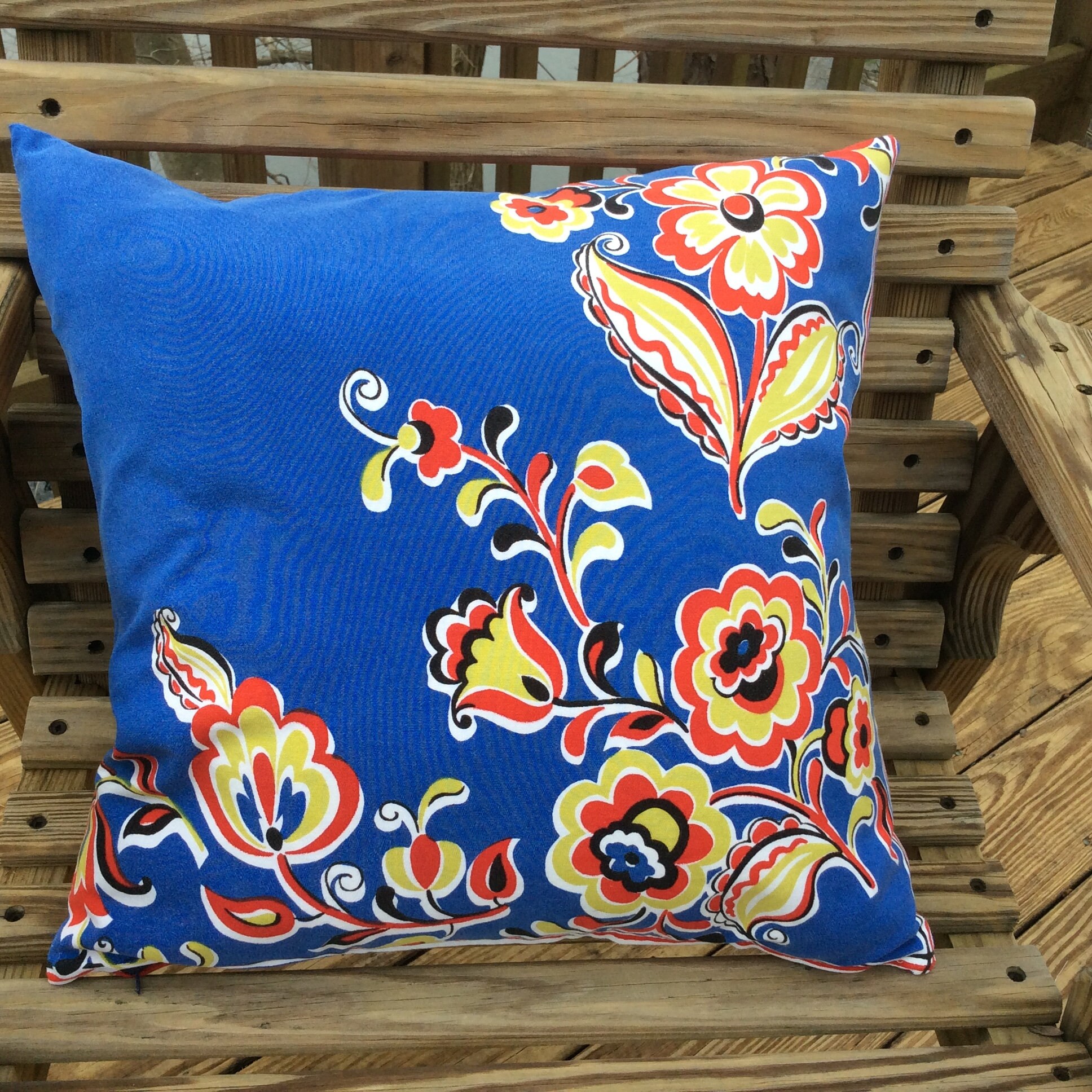 Vintage Pillow Cover With Mid Century Modern Floral Print With Etsy