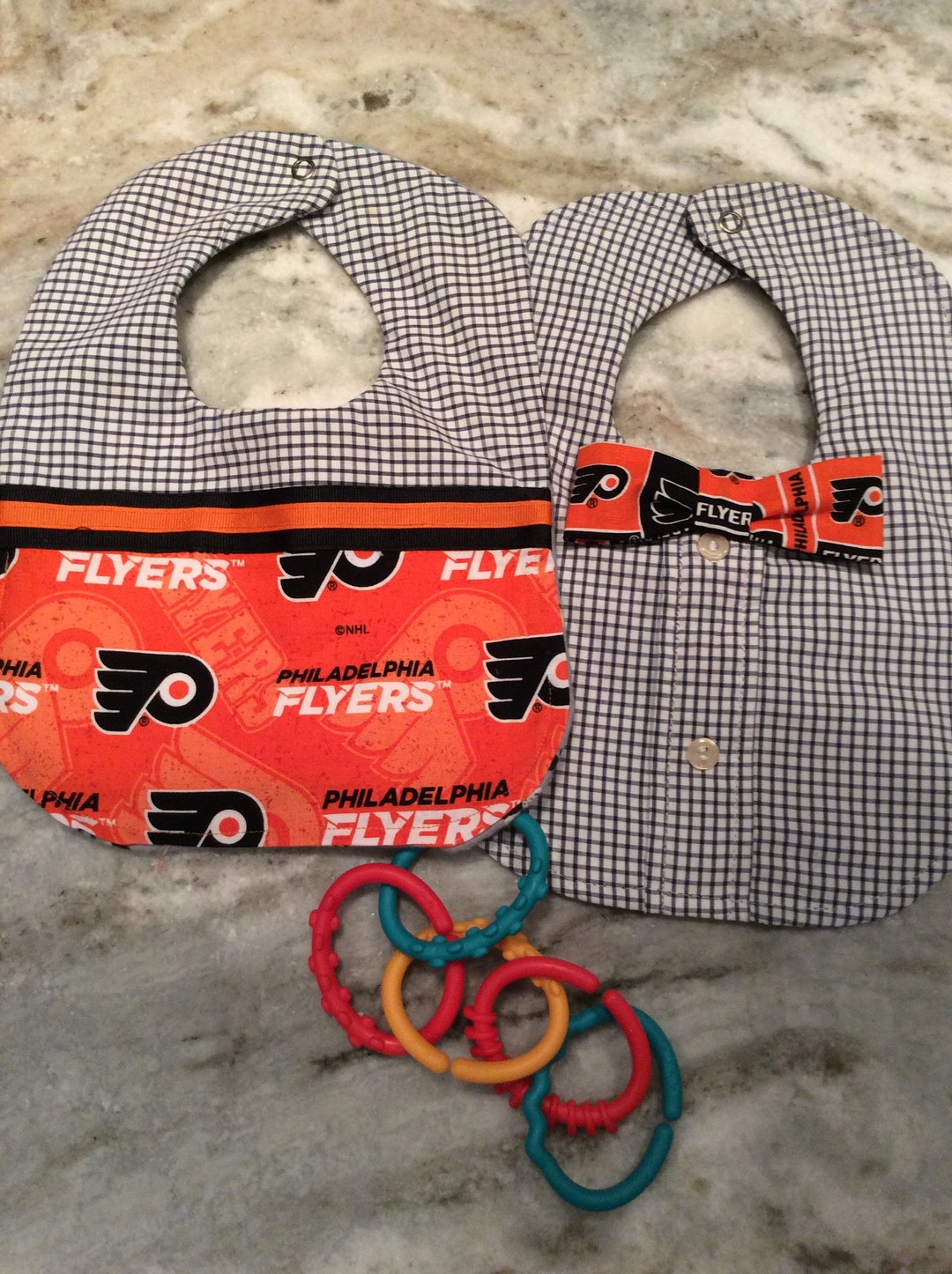 Flyer Bibs Flyers Hockey Bib Set, Upcycled Flannel Bibs With Bow Tie - Etsy