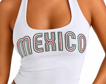 Canotta con strass a tema Messico per la festa a letto a tema Coppa del Mondo/università.
