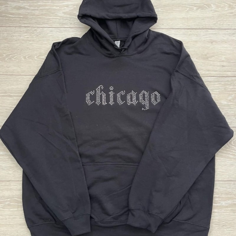 Black Logo Rhinestone Hoodie for Women S Women