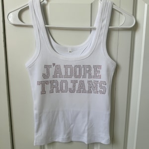 Trojan College rhinestone shirt tank top| college bed party