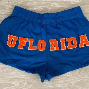 Custom College chenille sweat shorts| College bed party