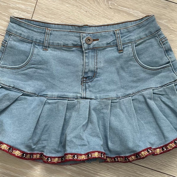 Custom college jean skirt| College bed party