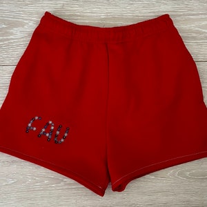 Custom college sweat shorts flower font| college bed party