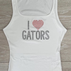 Custom College-tanktop met strass I-hart | universiteitsbedfeestje