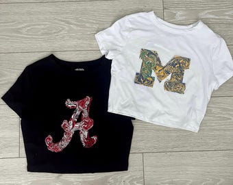 Custom cropped tee cut out| College bed party