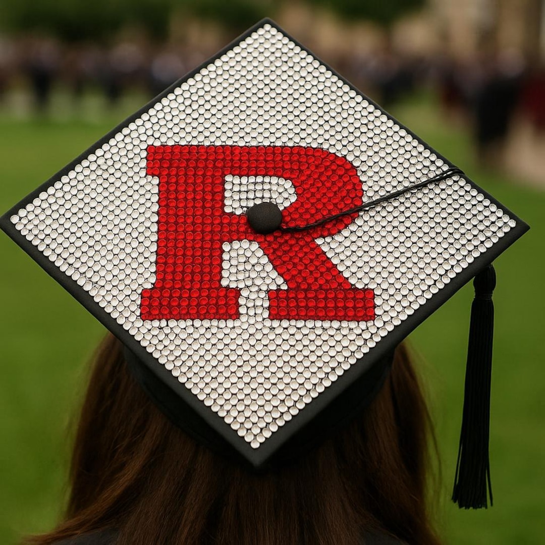 Custom Simple Rhinestone Logo Graduation Cap Topper - College, High ...