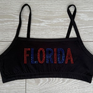 Custom college rhinestone cami bra 2 colors| College bed party
