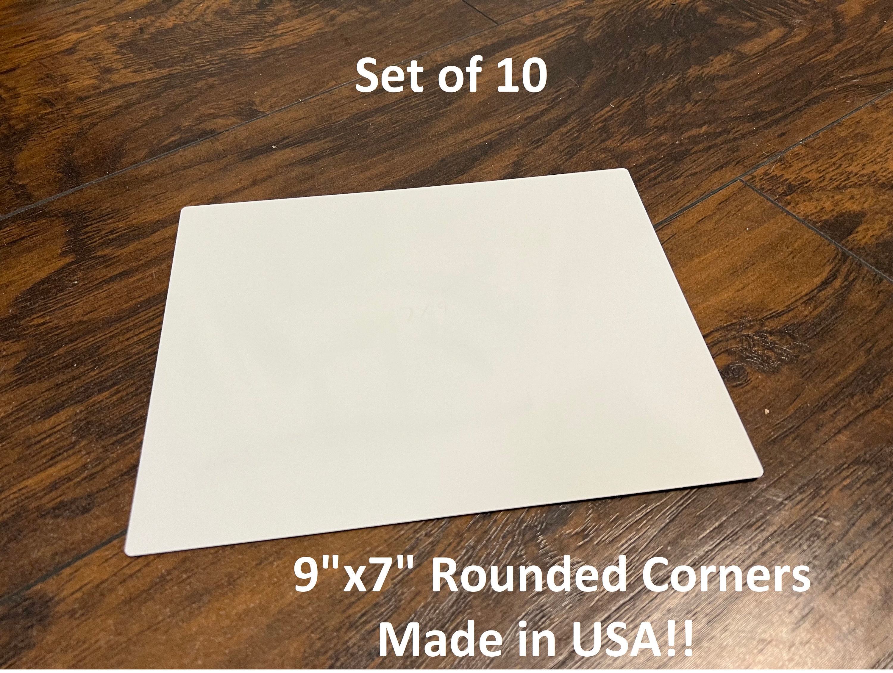 9 X 7 Gloss White Aluminum Sublimation Blanks. Rounded Corners Set of 10  1/8 Corners 