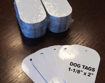 Gloss White Aluminum Dye Sublimation Dog Tag Blanks - Lot of 100