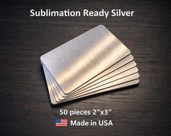 50ea Brushed Silver Aluminum Dye Sublimation playing cards 2"x3"