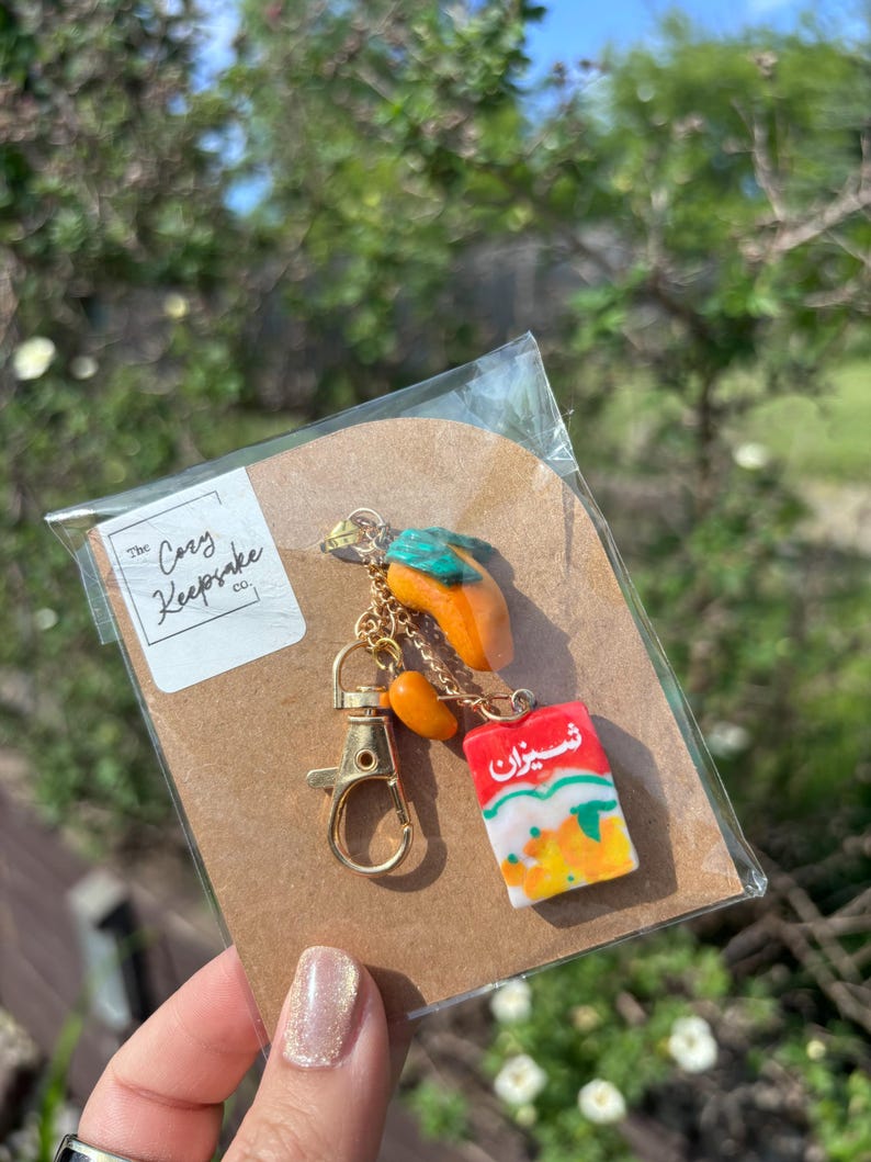 Mini Mango Juice Keychain | Handmade Polymer Clay Pakistani Snack Charm ...