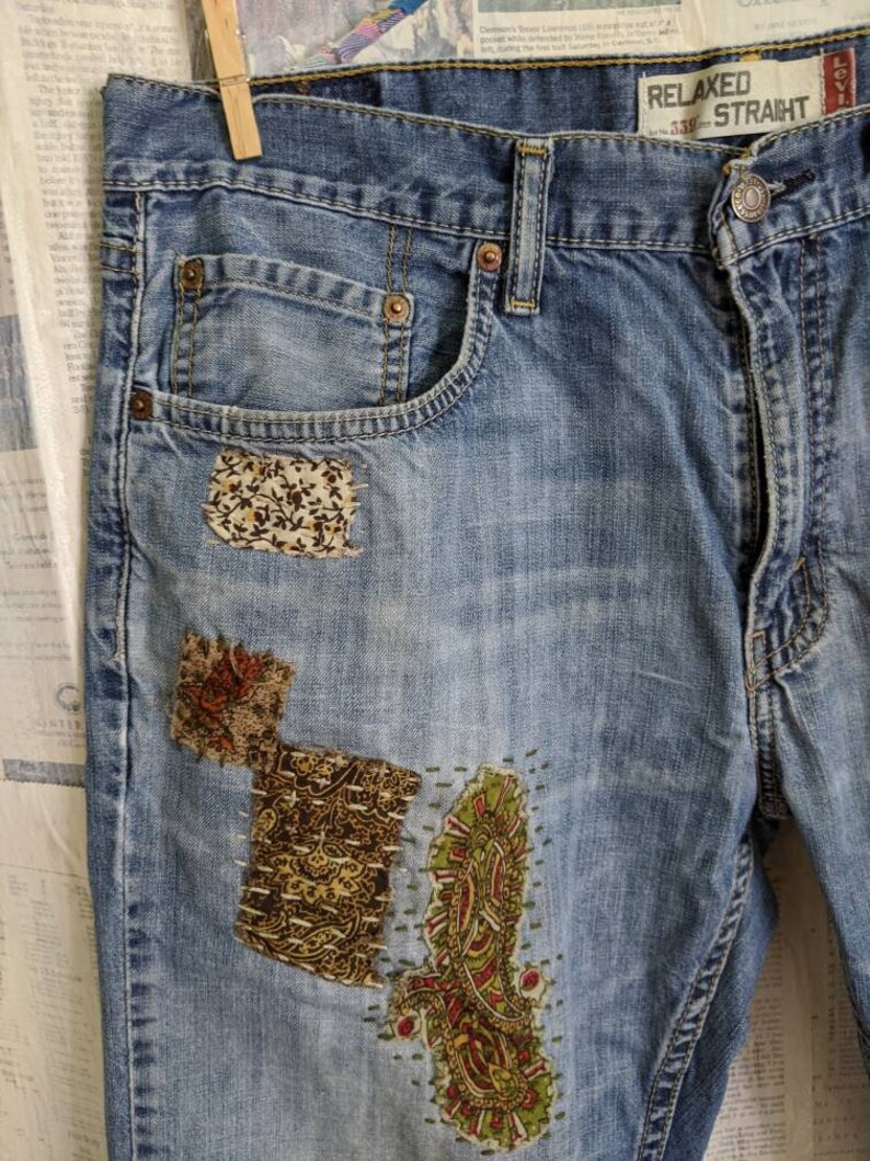 levi's patchwork jeans