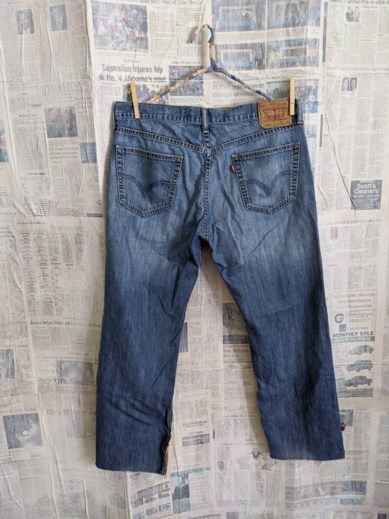 Levi's jeans patchwork jeans sashiko mending size 34 | Etsy
