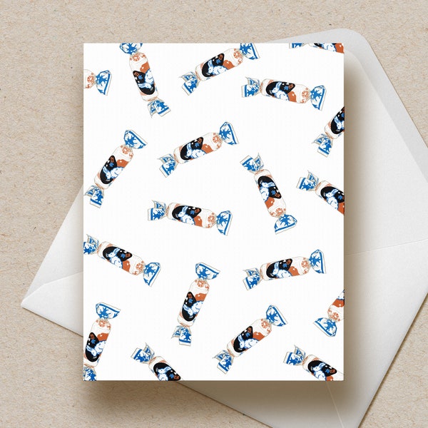 White Rabbit Candy Pattern Greeting Card | Just Because Card | Asian Snacks Card | Thank You Card | Blank Card