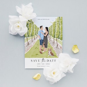 Wedding Save the Date Invitation | Custom Couples Portrait Illustration