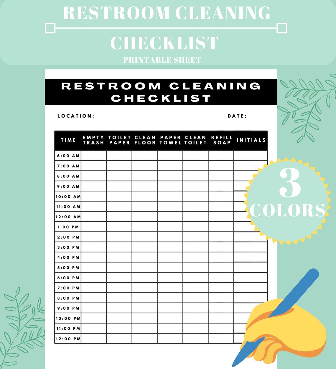 Elenco di controllo per la pulizia dei bagni Registro pulizia Etsy