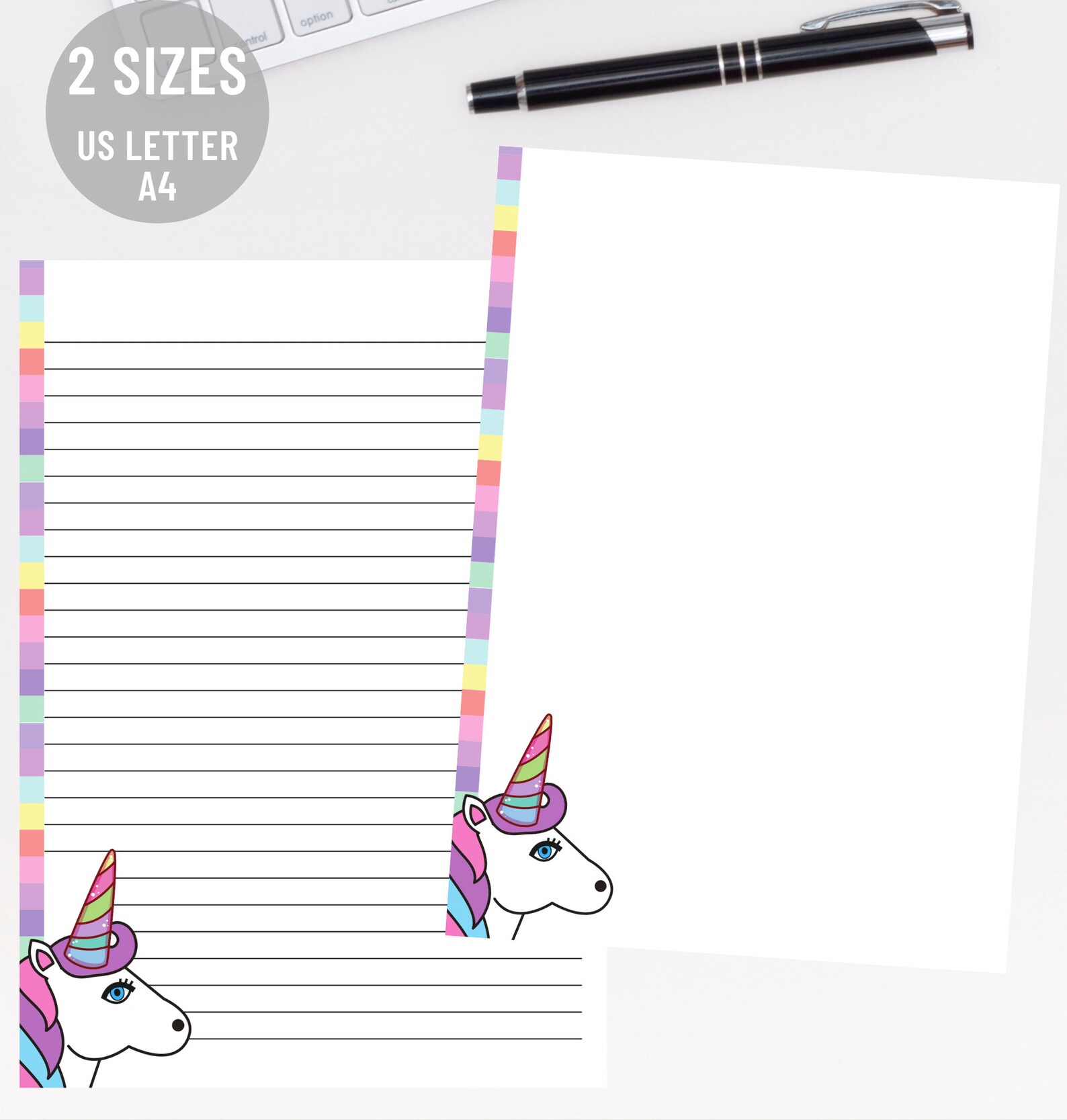 unicorn letter writing paper printable rainbow letter writing etsy
