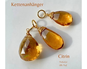 Collana pendente citrino gemma gialla pendente perla pendente intercambiabile in pietra dorata