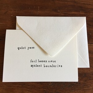 Handgestempelde kaarten geïnspireerd door mijn poëzie - Quiet Pose