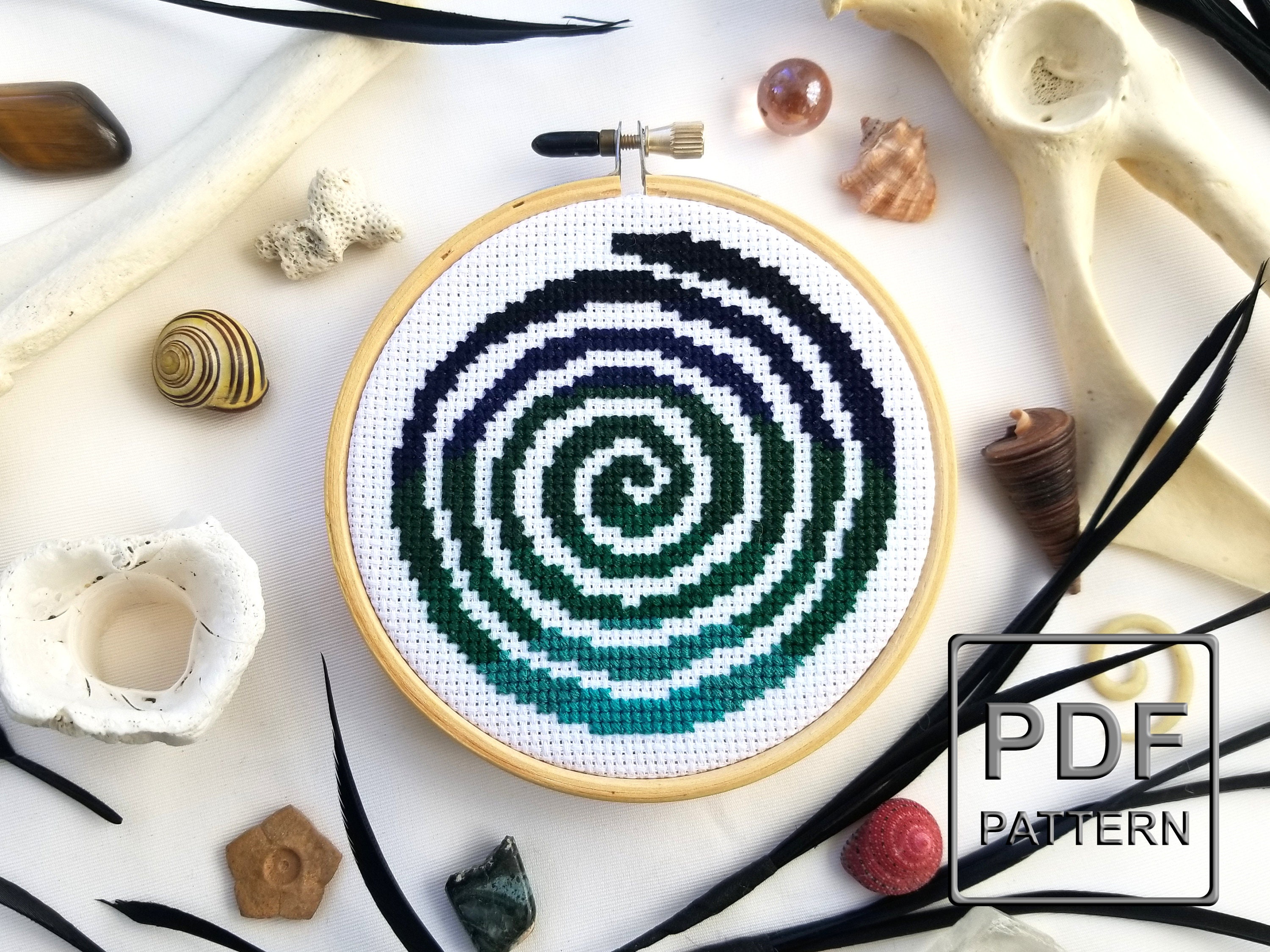 The Spiral, Symbol of Life - PDF Pattern Cross Stitch, Embroidery