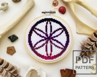 The Hexafoil, Symbol of Balance - PDF Pattern Cross Stitch, Embroidery, Wall Art