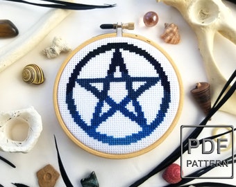 The Pentacle, Symbols of Life - PDF Pattern Cross Stitch, Embroidery, Wall Art