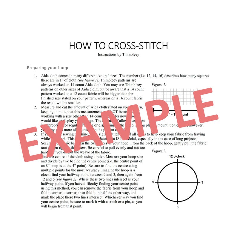 An example of the beginners guide included with Thimbleey patterns