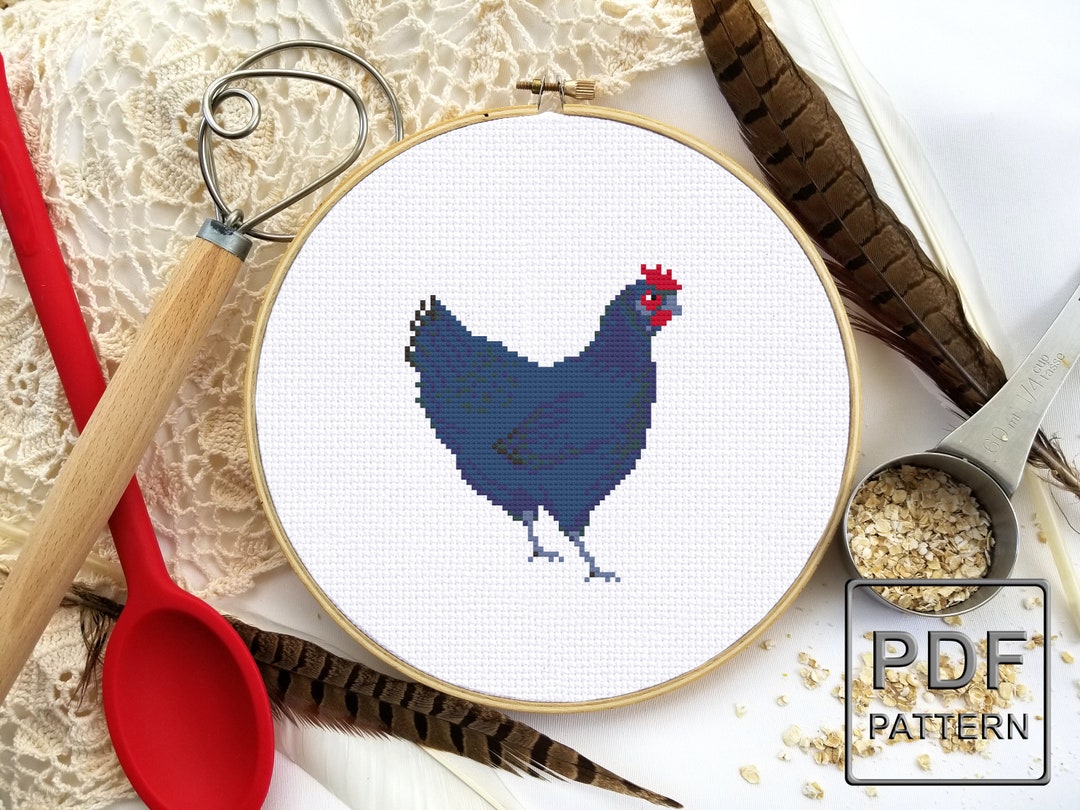Charming Chicken Blue Orpington PDF Pattern Cross Stitch, Embroidery