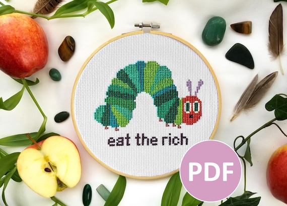 Eat the Rich - PDF Pattern Cross Stitch, Embroidery, Wall Art