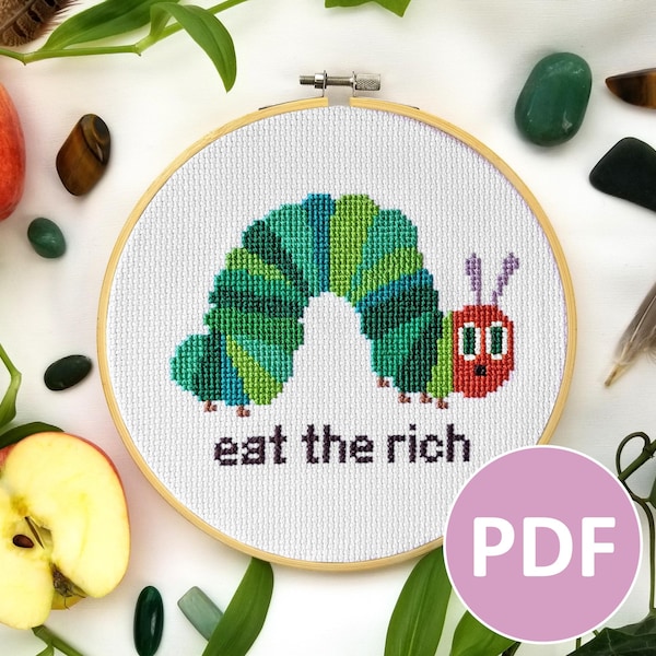 Eat the Rich - PDF Pattern Cross Stitch, Embroidery, Wall Art