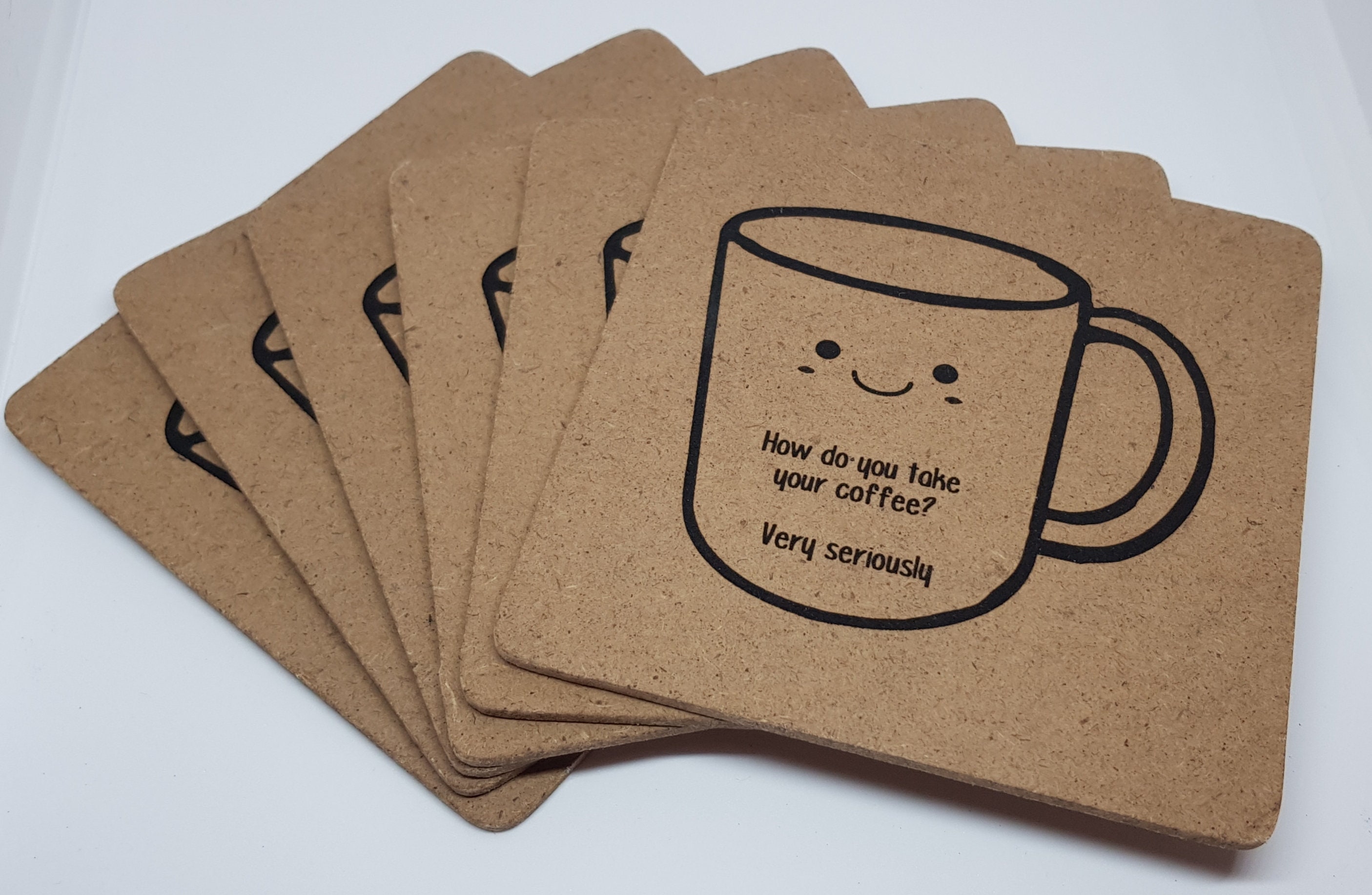 Coaster mug with coffee puns set of six Etsy