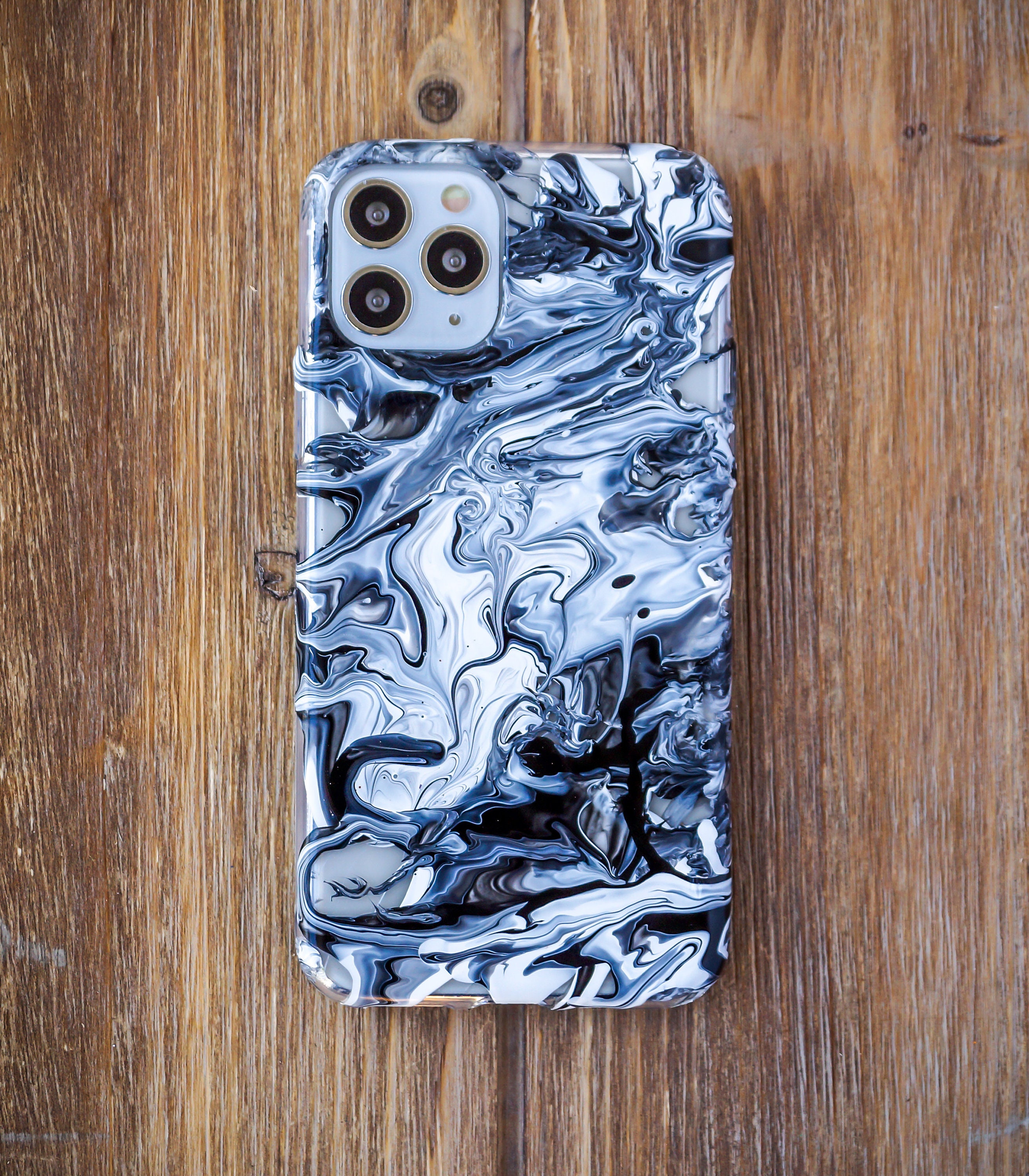 Black & White iPhone 11 Pro Case Handpainted iPhone Case Etsy