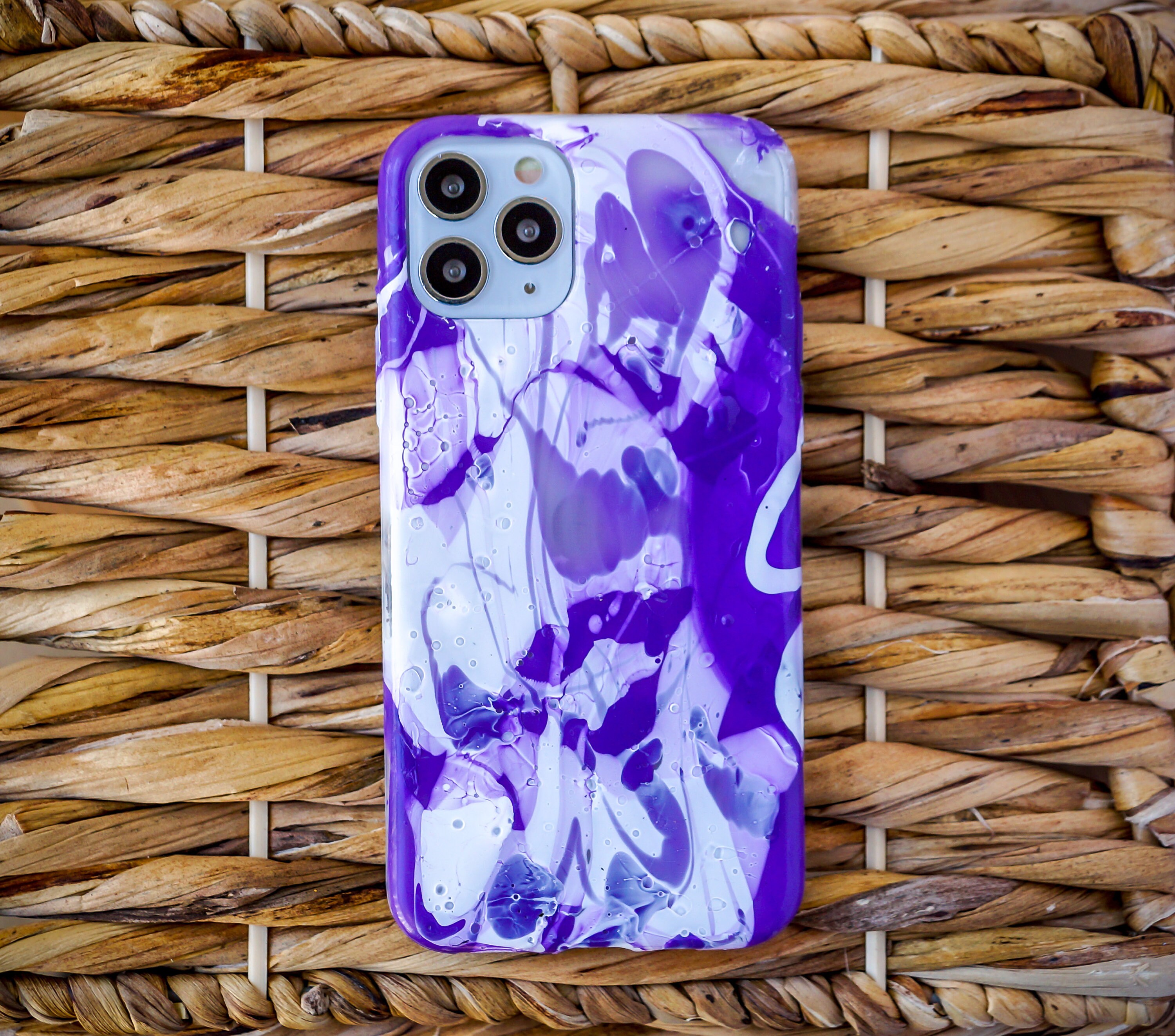 Purple & White iPhone 11 Pro Case Handpainted iPhone Case Etsy