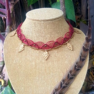MACRAME TRIBAL necklace with Indian brass pendant, bohemian jewellery / Hippie  accessories / ethnic necklaces / choker with pendant