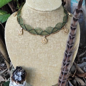 MACRAME TRIBAL necklace with Indian brass pendant, bohemian necklace / Hippie accessories / ethnic necklaces / choker / boho jewellery