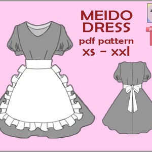 Meido dress - PDF sewing pattern, WITHOUT INSTRUCTION, cosplay, cute, kawaii, halloween, costume, maid, sexy