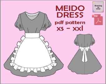 Meido Dress PDF Sewing Pattern WITHOUT INSTRUCTION - Etsy Meido Dress PDF Sewing Pattern WITHOUT INSTRUCTION - Etsy