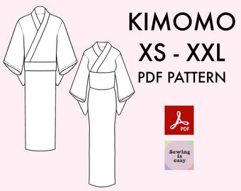Kimono unisex pattern to print xs-xxl, without instruction