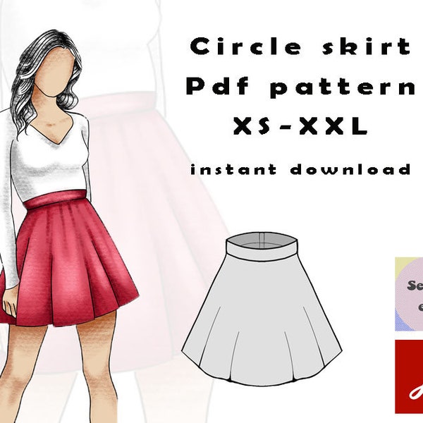 Pattern to print, simple circle skirt xs-xxl