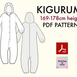 Pattern to print in A4 L 169-178 cm heigh! Basic kigurumi proffesional sewing Cosplay halloween costume party pajama WITHOUT INSTRUCTION