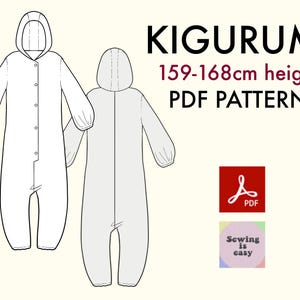 Pattern to print in A4 M 159-168cm heigh! Basic kigurumi proffesional sewing Cosplay halloween costume party pajama WITHOUT INSTRUCTION