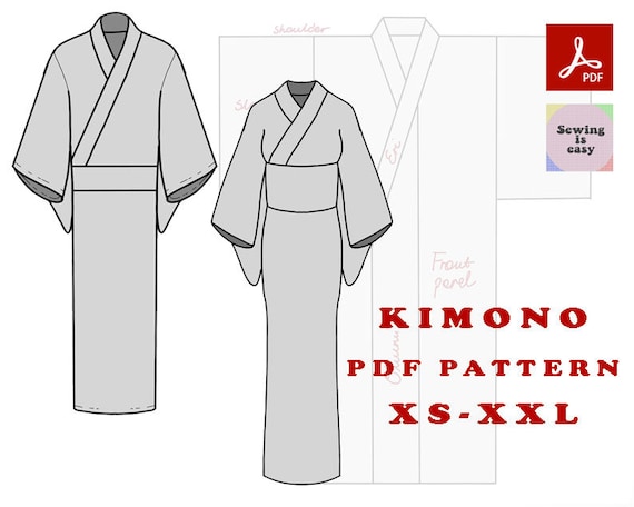 Kimono Unisex Pattern to Print Xs-xxl Without Instruction | Etsy