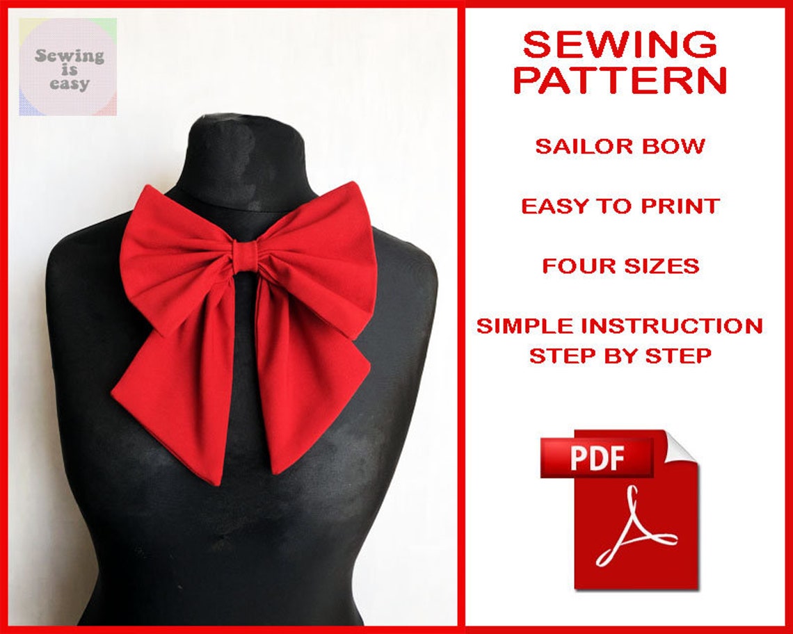 Sailor bow pattern pdf super suitable for cosplays cute | Etsy