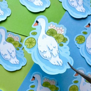 Swan Matte Vinyl Sticker | Bird Matte Sticker | Animal Vinyl Sticker