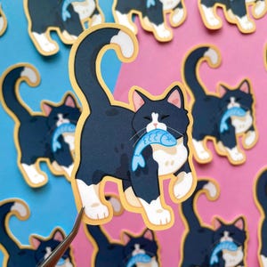 Tuxedo Cat Matte Vinyl Sticker | Tuxedo Kitty Matte Vinyl Sticker | Animal Vinyl Sticker