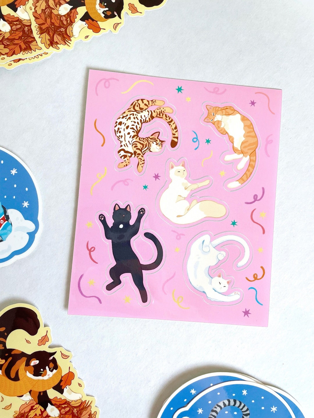 Party Cat Sticker Party Cats Glossy Vinyl Sticker Sheet | Journal Stickers - Etsy