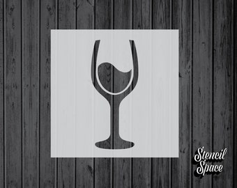 wine glass stencil etsy
