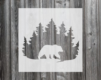 Bear Forest Stencil, Reusable Stencil For Painting, 569